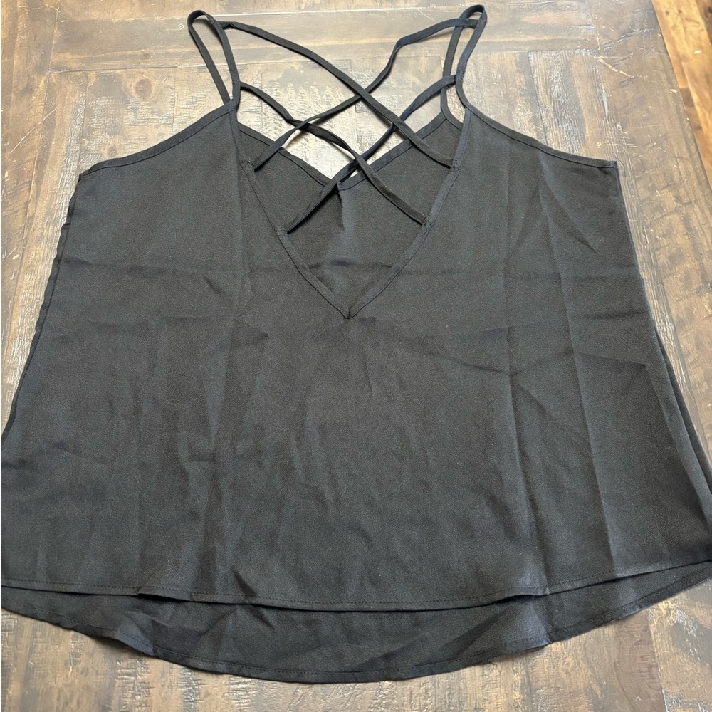 SHEIN Black Crisscross V-Neck Cami Tank